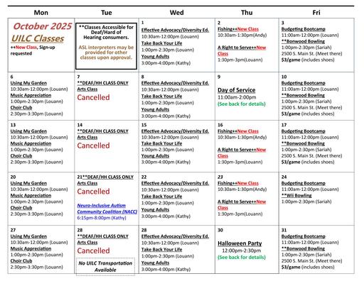 Calendar- October- Salt Lake 2025