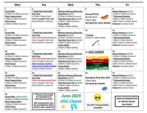Calendar- June- Salt Lake 2025
