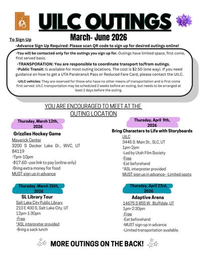Outings- March-June 2026
