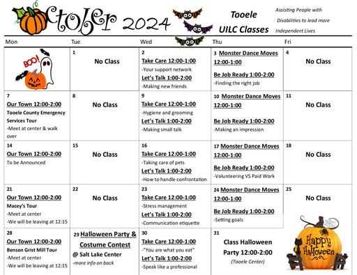 Calendar- Tooele- October 2024