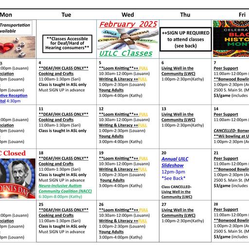 Calendar- February-Salt Lake 2025