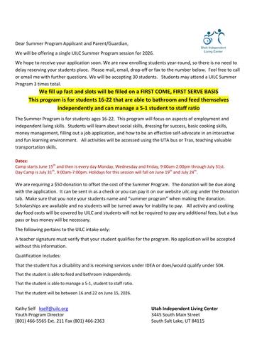 Summer Program Application 2026