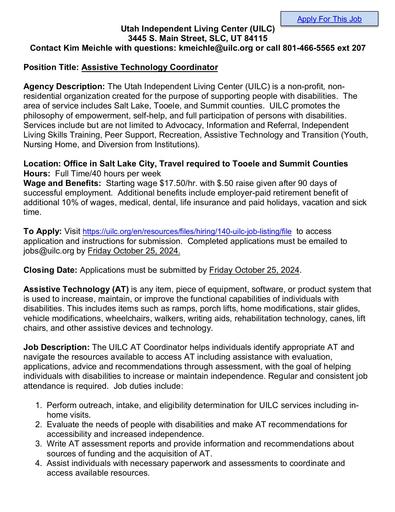 ASSISTIVE TECHNOLOGY COORDINATOR 10/24