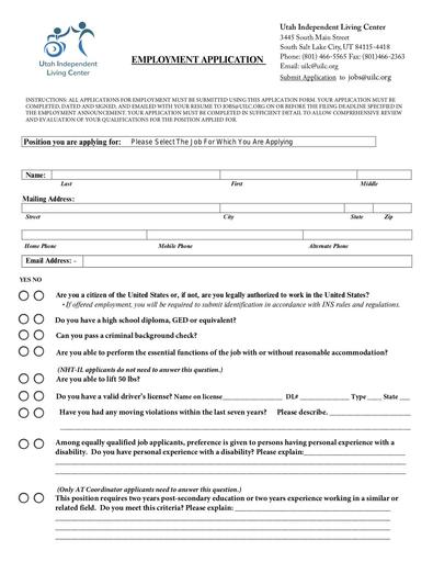 UILC Employment Application