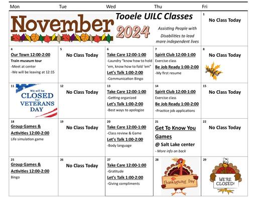 Calendar- Tooele- November 2024