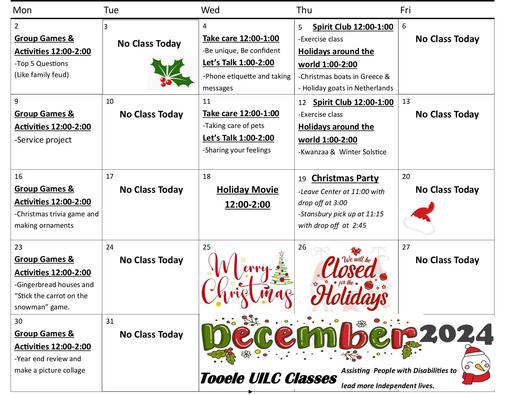 Calendar- Tooele- December 2024