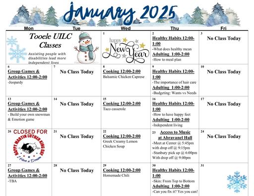 Calendar- Tooele- January 2025