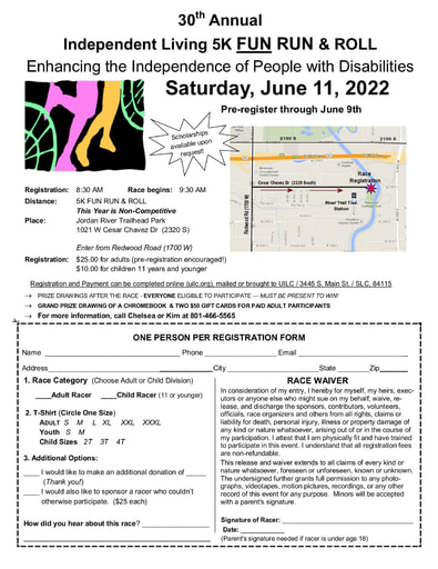 2022 Independent Living 5K FUN Run and Roll Registration Form