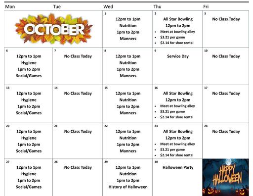 Calendar- October- Tooele 2025